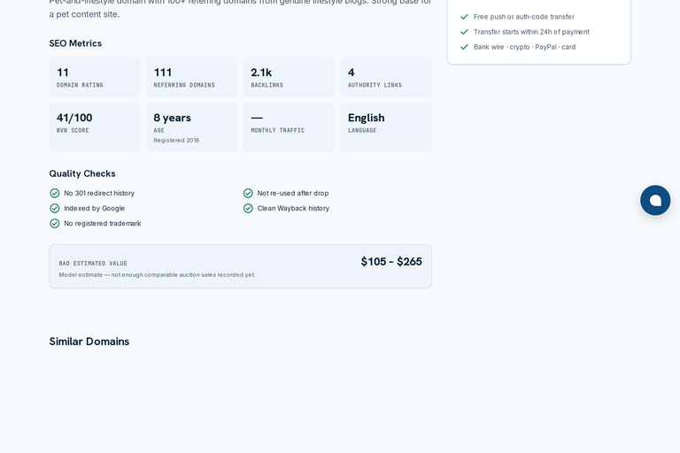 What every metric on a domain listing actually means