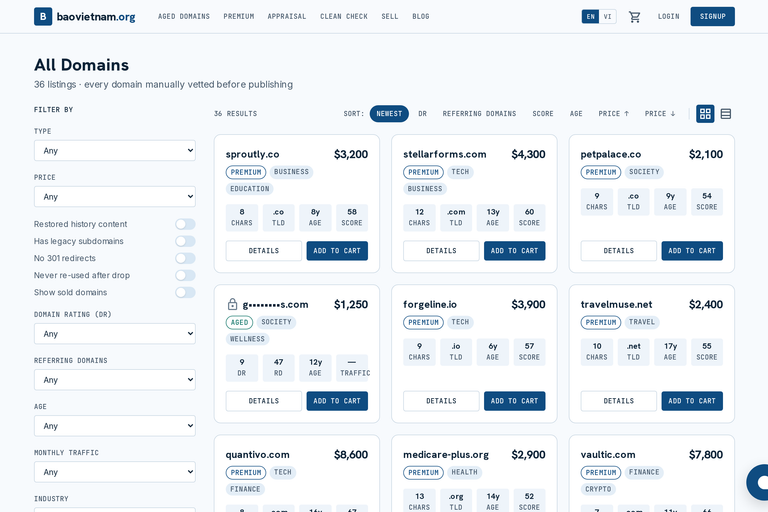 How to buy an aged domain on baovietnam.org